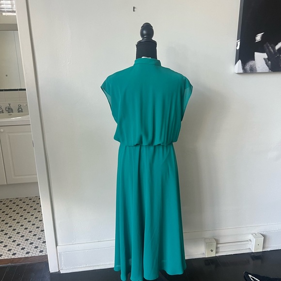 Vintage Pat Richards Emerald Green Button Up Collared Midi Dress - Picture 7 of 8